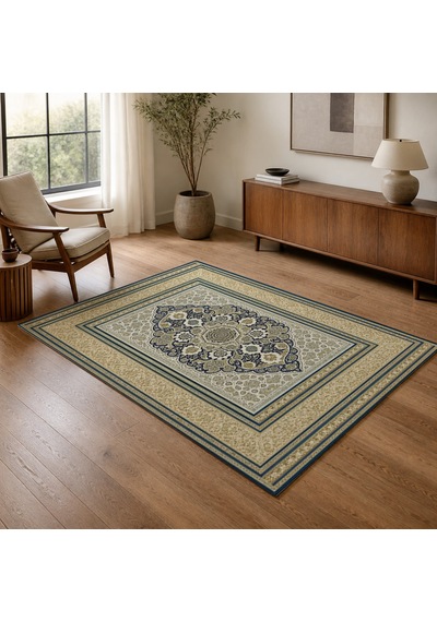 Kartela Halı Vina Halı Jüt Taban Dokuma Halı Lacivert - 60 X 90 Cm