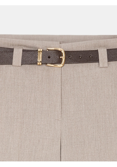 Dilvin 72821 Kemerli Kıvrık Paça Pantolon-vizon