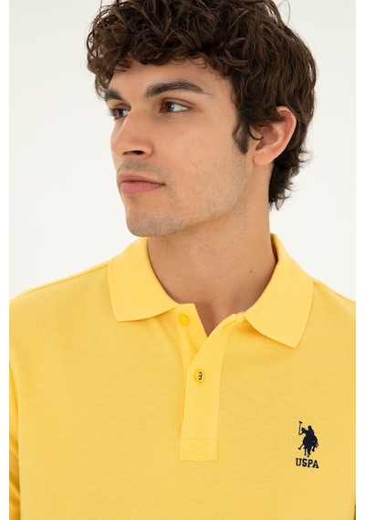 U.S. Polo Assn. Erkek Slim Fit Polo Yaka Sarı Basic Tişört 50279613-VR044