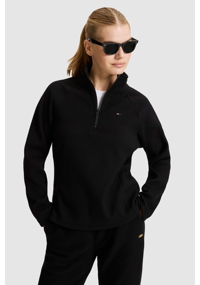 U.S. Polo Assn. Kadın Siyah Yarım Fermuarlı Sweatshirt 50329013-vr046