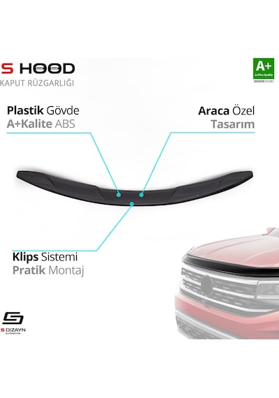 S-dizayn Nissan Qashqai Abs Plastik Kaput Rüzgarlığı 2014-2016 A+kalite