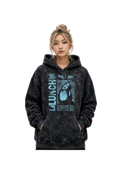 Sevbano Billie Eilish Lunch Şarkıcı Baskılı Unisex Oversize Yıkamalı Prem Siyah