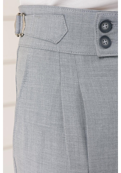Efor Comfort Fit Çift Pile Yandan Tokalı Yüksek Bel Casual Gri Pantolon P 1153 Gri
