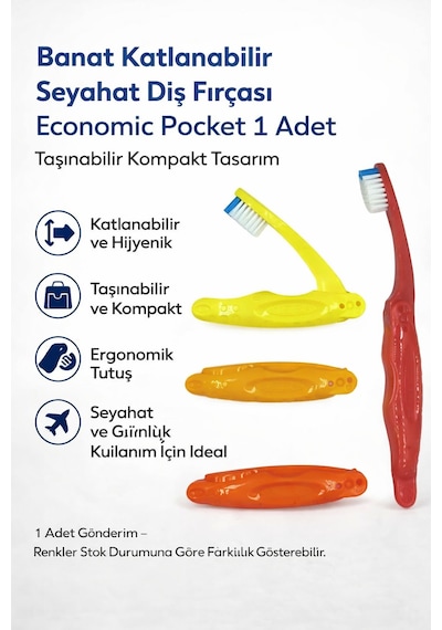 Banat Katlanabilir Seyahat Diş Fırçası Economic Pocket 1 Adet Taşınabilir Kompakt Tasarım