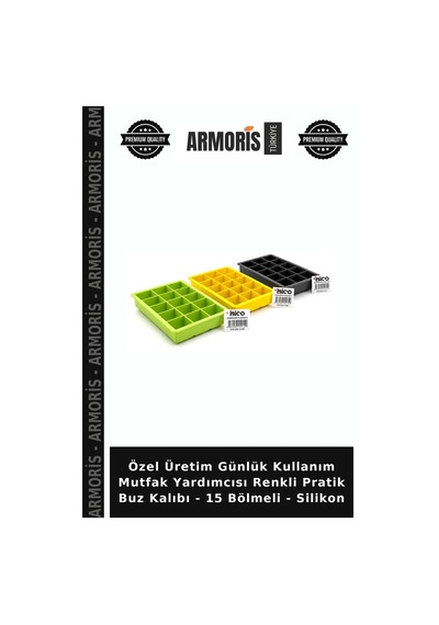Özel Üretim Günlük Kullanım Mutfak Yardımcısı Renkli Pratik Buz Kalıbı - 15 Bölmeli - Silikon Çok Renkli