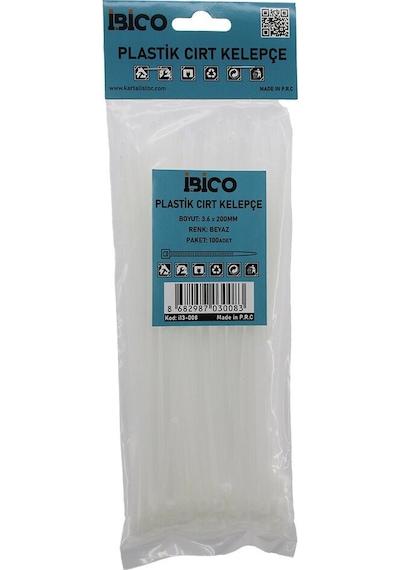 Beyaz 3.6x200mm Plastik Cırt Kelepçe 100pcs 5570 Diğer