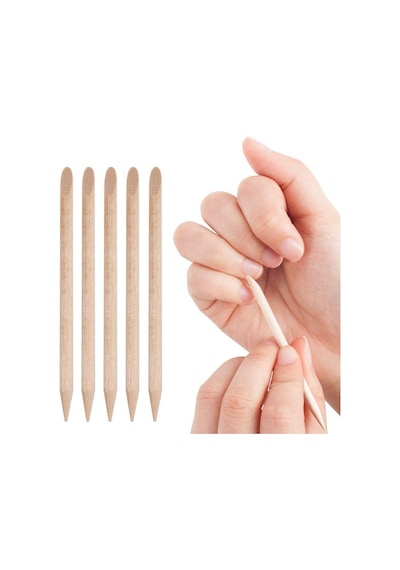 Nail Art Pedikür Peeling Çift Uçlu Tırnak Tırnak Eti İtici Pedikür İtici Turuncu Ahşap Çubuklar 05