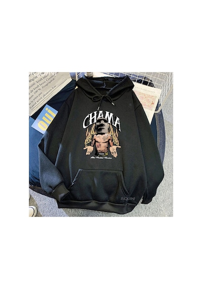 Tarzsokak Siyah Unisex Men Clothes Alex Pereira Graphic Pocket Fleece Male Hooded Sweatshirts Print Sudadera