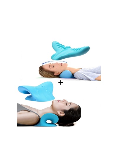 2'li Set Oval Ve Düz Boyun Yastığı Masajı Gevşetici Traksiyon Cihazı Servikal Omurga Düzeltici Fıtık Karışık
