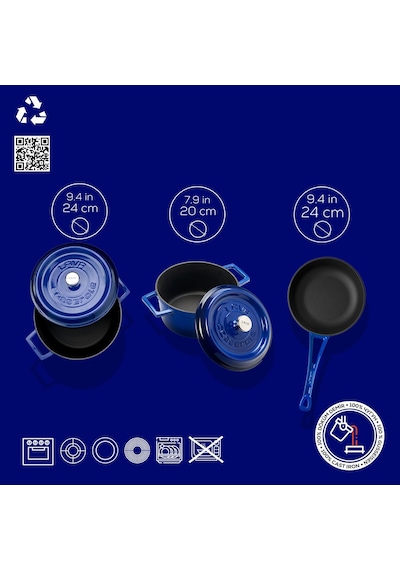 Lava Döküm 3x Trendy Serisi 6 Parça Tencere & Tava Seti Mavi Kırmızı