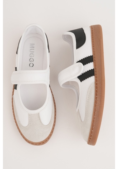 Muggo Speed Kadın Cırtlı Rahat Taban Günlük Sneaker Babet Ayakkabı Beyaz