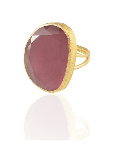 Kadir Jewellery 22 Ayar Altın Kaplama Kadın Fosil Taşlı Yüzük Pembe 89173327