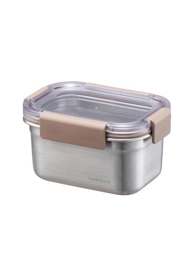 Locknlock Paslanmaz Çelik Dörtgen Kilitli Fırın & Saklama Kabı Kahverengi 520 ML Kahverengi