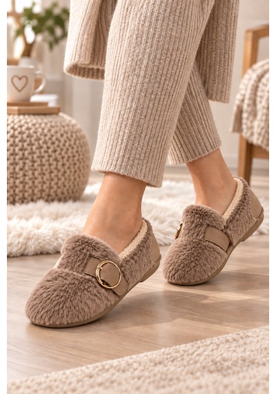 Moon Cloud Kadın Peluş Gold Aksesuar Detaylı Sıcak Tutan Loafer Ev-ofis Ayakkabı-babet Hediyelik-çeyizlik Vizon Moon Cloud Kadın Peluş Gold Aksesuar Detaylı Sıcak Tutan Loafer Ev-ofis Ayakkabı-babet Hediyelik-çeyizlik Vizon