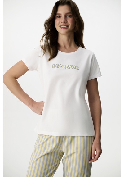 Penti Renkli Ent Bonjour Pamuklu Kapri Pijama Takımı