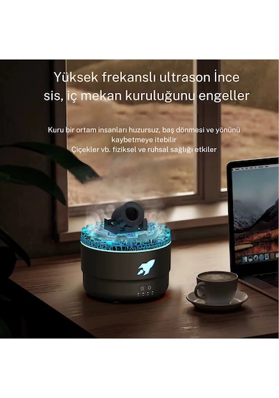 Hava Nemlendirici Alev Topu Görünümlü Volkanik Tasarım Renkli Havan Topu Şekilli Difüzör Hava Nemlen