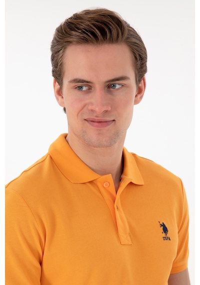 U.S. Polo Assn. Erkek Slim Fit Polo Yaka Turuncu Basic Tişört 50298041-VR051