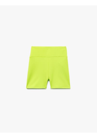 Koton Yüksek Bel Dar Kesim İnterlok Spor Biker Tayt Yeşil 5sak40073nk Yeşil