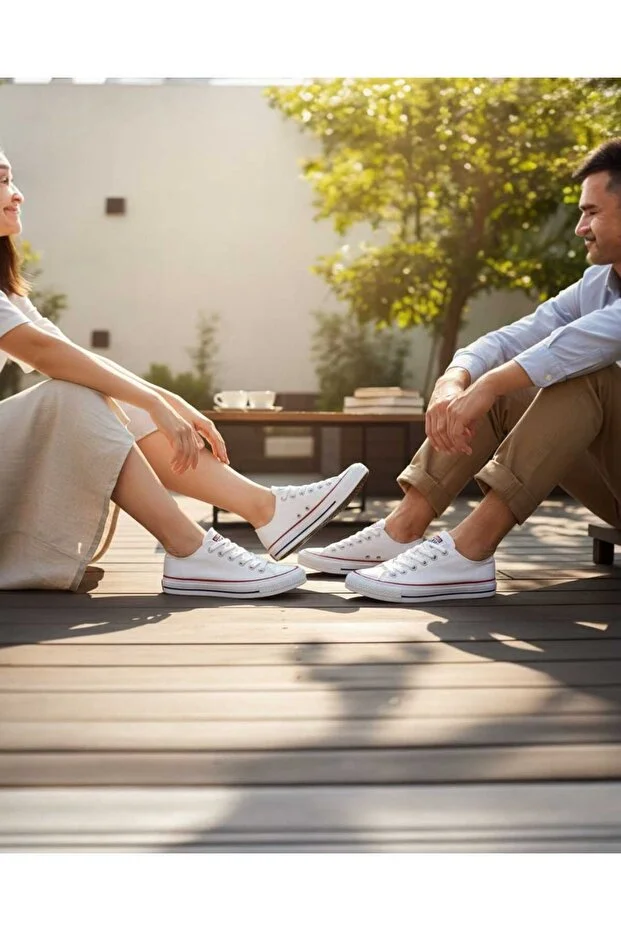 Look Life Ll-1001 Unisex Denim Günlük Sneaker Ayakkabı Beyaz