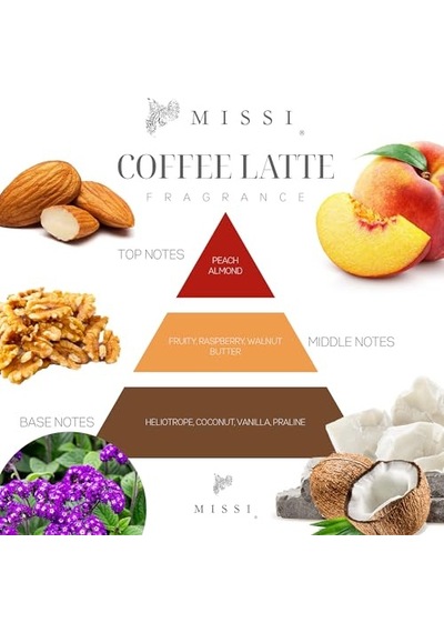 Missi Büyük Üfleme Cam Ahşap Fitilli Coffee Latte Vegan Mum 380 Gr Çok Renkli