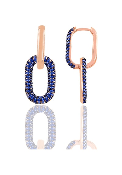 Gümüş Rose Safir Taşlı Sallantılı Trend Küpe