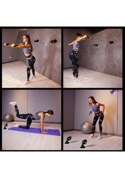 Rebuwo Antrenman Halatı Vakumlu Multifunctional Egzersiz Aleti Rope Trainer
