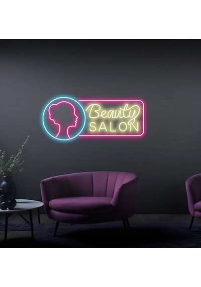 Beauty Salon Yazılı Ve Şekilli Güzellik Salonlarına Özel Neon Tabela Sarı