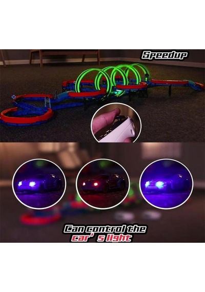 Glow Speed Track Parlayan Işıklı Yarış Pisti - 360 Derece Takla Atan Araba Oyun Seti 74 Parça
