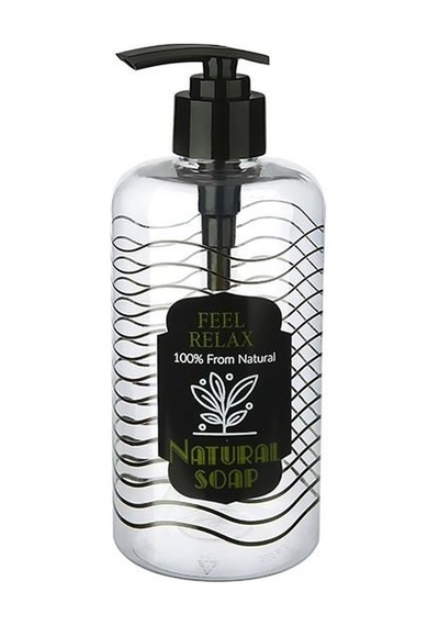 Şeffaf Sıvı Sabunluk Yuvarlak Plastik Pompalı 500 Ml Çok Renkli