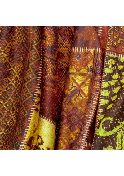 Softmicro Koltuk Örtüsü Çekyat Örtüsü Koltuk Şalı Etnik Desenli Boho Patchwork Kaymaz Kiremit 180x300 C Çok Renkli