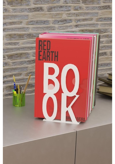 Dekoratif Beyaz Book Yazı Tasarımlı Kitap Tutucu Desteği Metal Kitap Tutucu İkili Set Mk3b