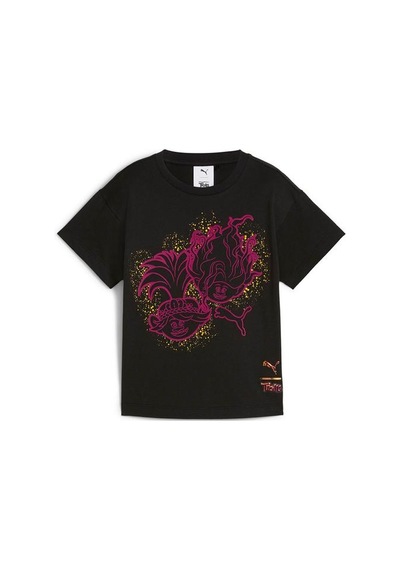 Puma Puma X Trolls Graphic Erkek Çocuk Siyah Yuvarlak Yaka Tişört Siyah