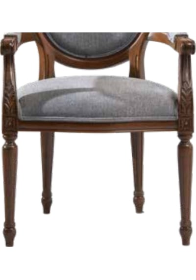Bengimobilya Sandalye Zus036 Tam Kolçak Oymalı Madalyon Model Gri Örgü Kumaş Y