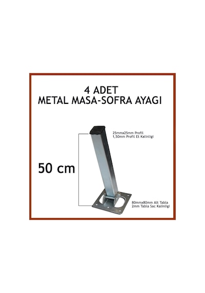 Otobirotoaksesuar Masa Ayağı 4Lü Katlanır Metal Yer Sofrası Ayağı 50 Cm