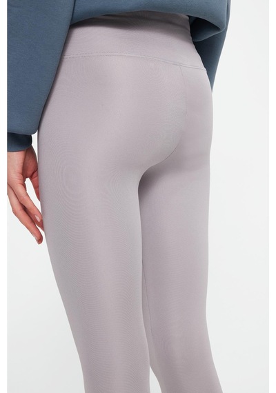 Tudors Kadın Slim Fit Dar Kesim Scuba Kumaş Beli Lastikli Gri Tayt-42442 Gri