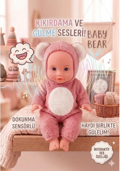 İnteraktif Sesli Ve Dokunma Sensörlü Baby Bear Oyuncak Bebek - 23 Cm 41238988