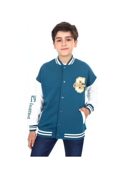 Toontoy Kids Toontoy Erkek Çocuk Baskılı Kolej Hırka Petrol Mavi