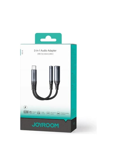 Joyroom Audio Adaptör 2in1 Type-c To 3.5mm+type-c -siyah