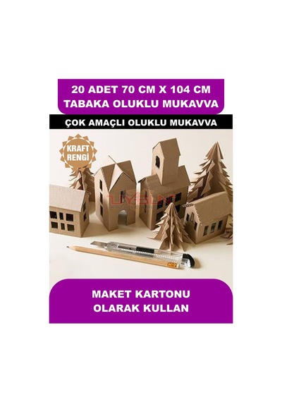 20 Adet 70cm X 104cm Baskısız Tabaka Oluklu Mukavva, Çocuk Etkinlik Kartonu, Maket Kartonu, Kargo Kartonu