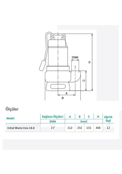 Wilo Waste Inox 18.8 Kirli Su Paslanmaz Gövdeli Drenaj Dalgıç Pompa 8 Mss 18 M³/h 220 Volt