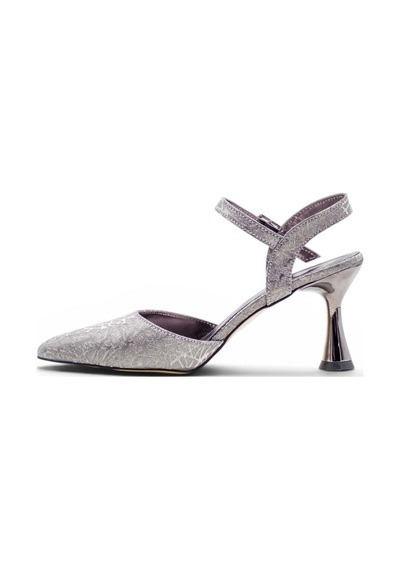 Hbz 0615 Simli Kadın Stiletto Platin