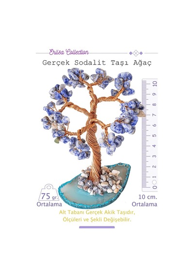 Gerçek Sodalit Taşı Ağaç - Akik Plakalı