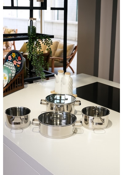 Cocinero 1097 Gloss 8 Parça Çelik Tencere seti Gümüş