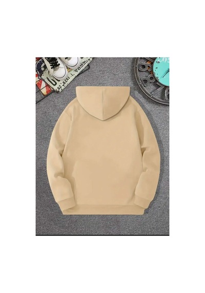 Medinenur One Yazı Baskılı Kapüşonlu Sweatshirt Bej