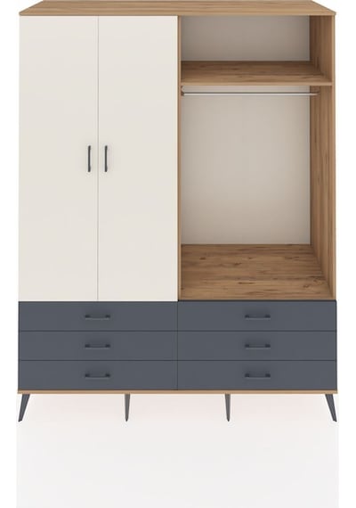 Kronos Gardrop 4 Raflı 6 Çekmeceli 2 Askılı 176x59x221 Çam-aytaşı/antrasit Beyaz Kronos Gardrop 4 Raflı 6 Çekmeceli 2 Askılı 176x59x221 Çam-aytaşı/antrasit Beyaz