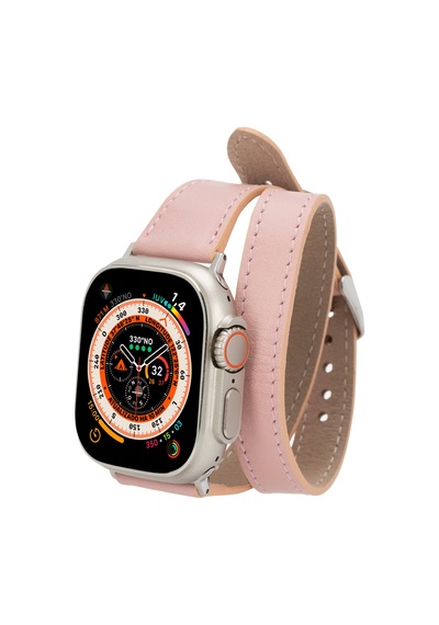 Alpıne Slim Double Tour Blush Pink Hakiki Deri Apple Uyumlu Watch Kordonu - 44/45/46/49mm