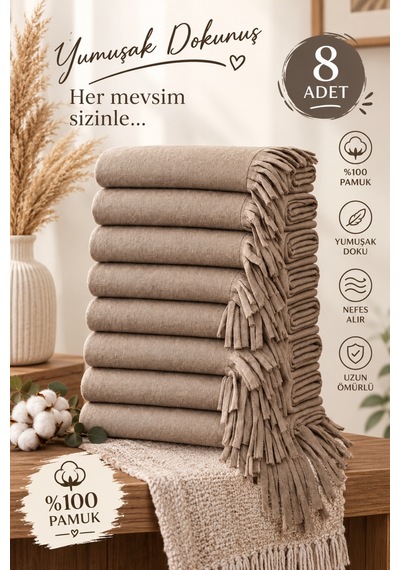 Givoria Unisex Kışlık 8 Li Cafe Restaurant Omuz Şalı Bej Bej