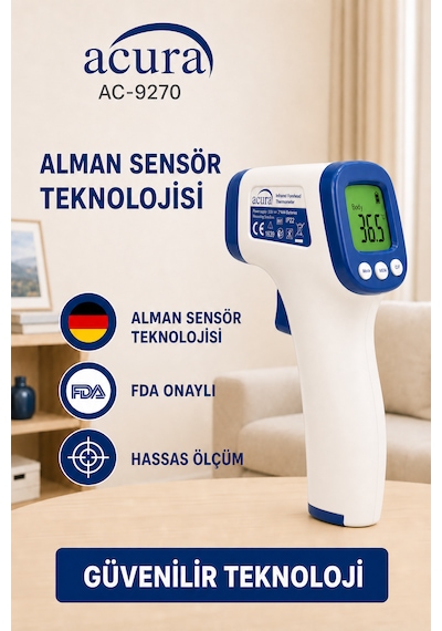 Acura Ac-9270 Yeni Tasarım Fda Onaylı, Alman Sensörlü Temassız Ateş Ölçer