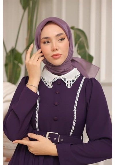 Abiye Eşarp Lila Çok Renkli