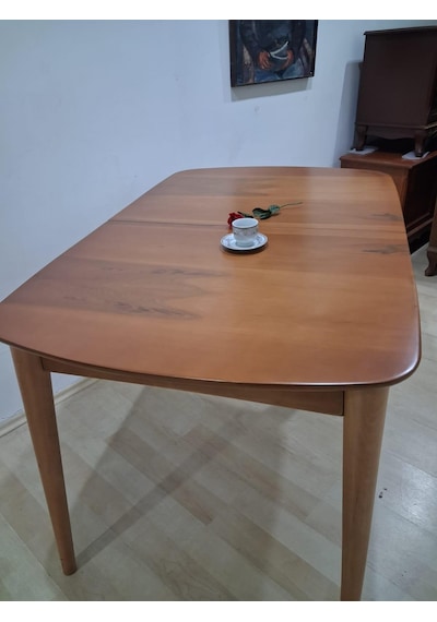Masa Oval 90642 Retro Ayak Model Kayın Retro Açılır Parlak Açık Ceviz Tabla El Yapım Kahverengi Masa Oval 90642 Retro Ayak Model Kayın Retro Açılır Parlak Açık Ceviz Tabla El Yapım Kahverengi